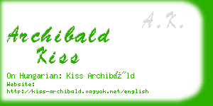 archibald kiss business card